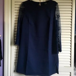 Once Upon a Midnight Navy Embroidered Shift Dress